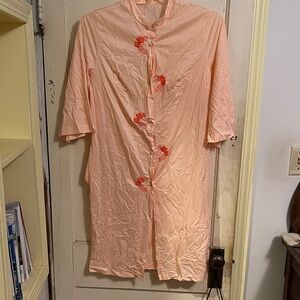 Vintage Peach Floral Embroidered Robe